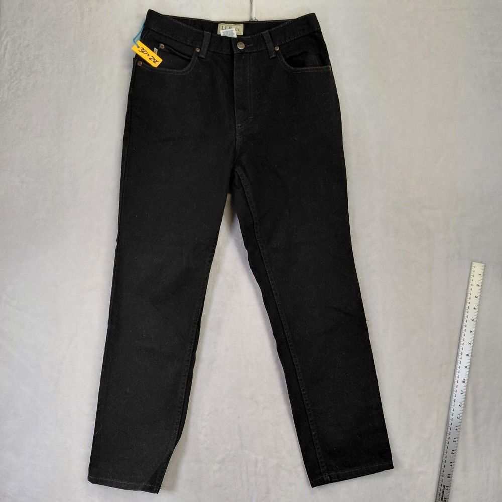 LL Bean Classic Fit Mens Black Jeans 30x28 Straight Leg Cotton Denim 220626